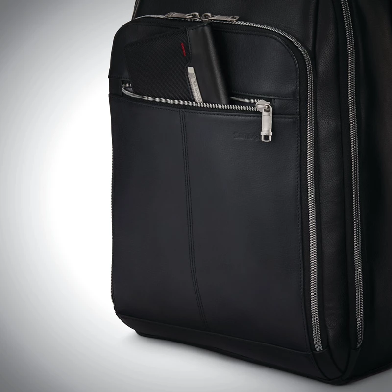 Samsonite Klassische Leder Backpack Businesstaschen Schwarz | BA6945320
