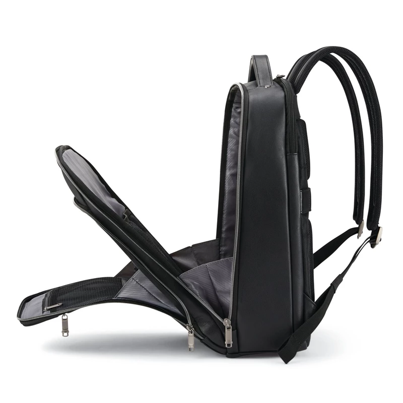 Samsonite Klassische Leder Backpack Businesstaschen Schwarz | BA6945320