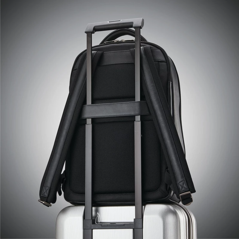 Samsonite Klassische Leder Backpack Businesstaschen Schwarz | BA6945320