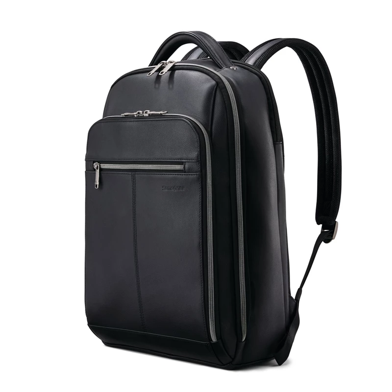 Samsonite Klassische Leder Backpack Businesstaschen Schwarz | BA6945320