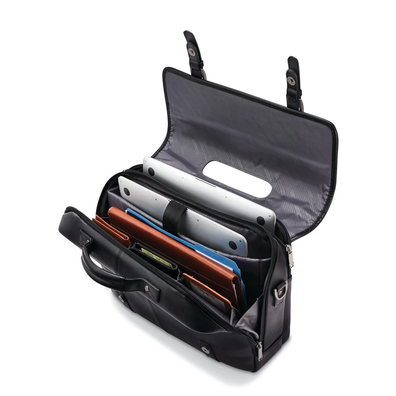 Samsonite Klassische Leder Flapover Laptoptaschen & Aktentaschen Schwarz | UN8051946