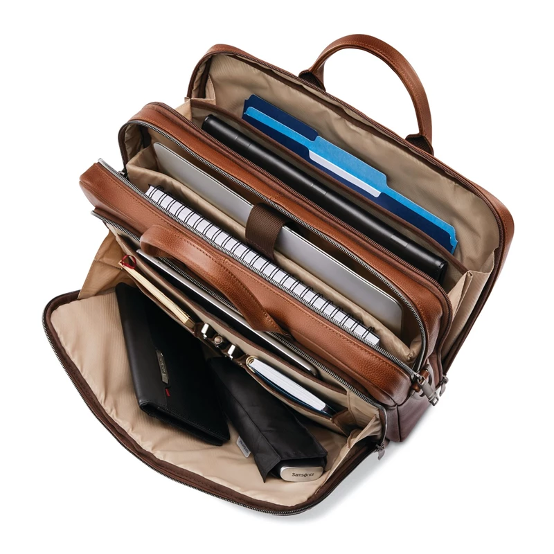 Samsonite Klassische Leder Toploader Businesstaschen Cognac | ZH4782651