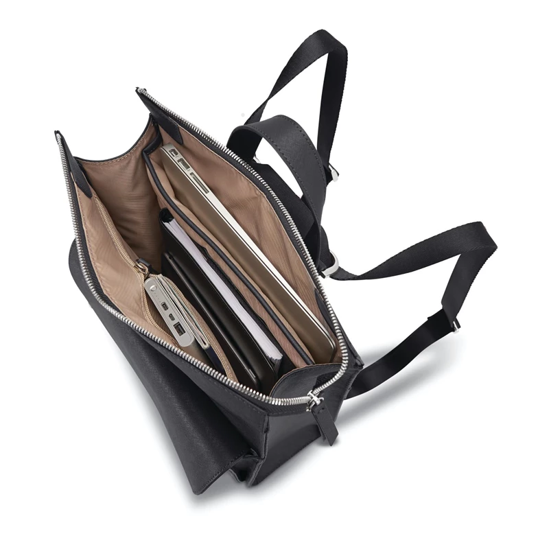 Samsonite Women's Executive Leder Convertible Backpack Laptop Rucksack Schwarz | XK4390716