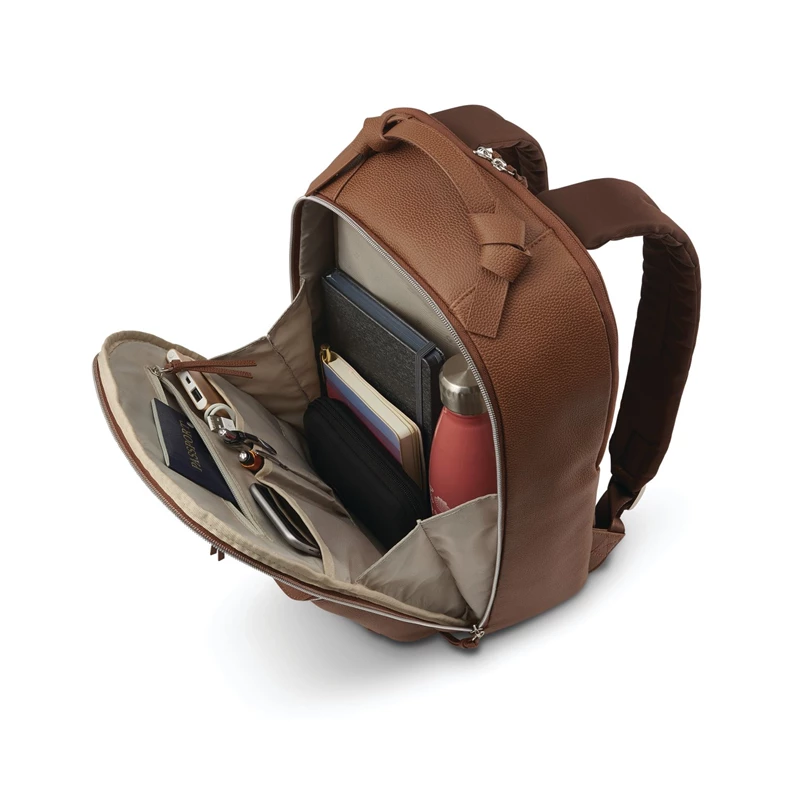 Samsonite Women's Leder Everyday Backpack Laptop Rucksack Cognac | BC0135469